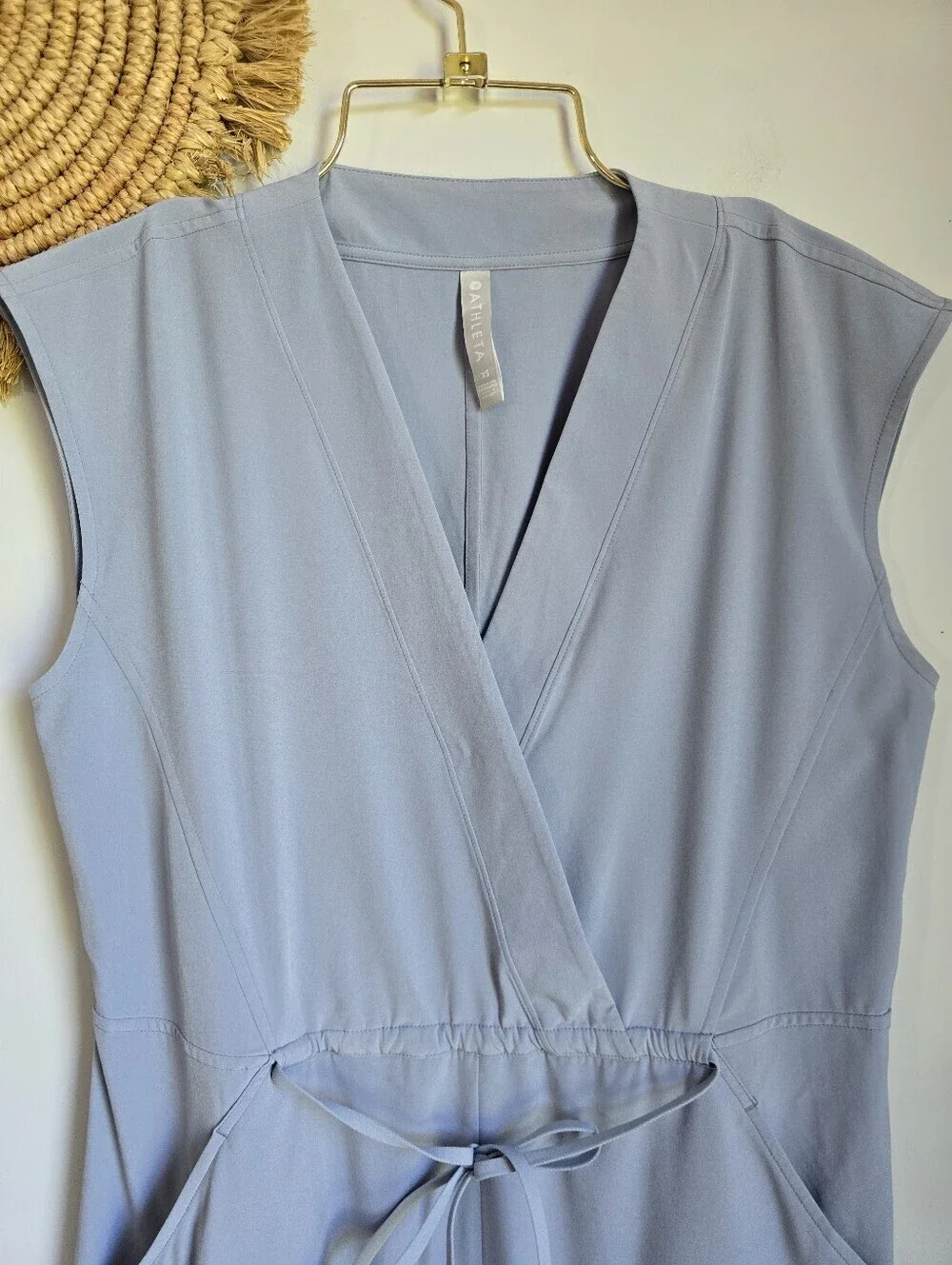 Athleta Marlow Blue Star Featherweight Stretch Drawstring Shorts Romper SZ XS